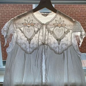 1980s Cotton Lingerie Bed Jacket